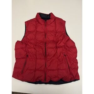 VTG 90s Lands End Reversible Goose Down Vest Red Blue Size XL
